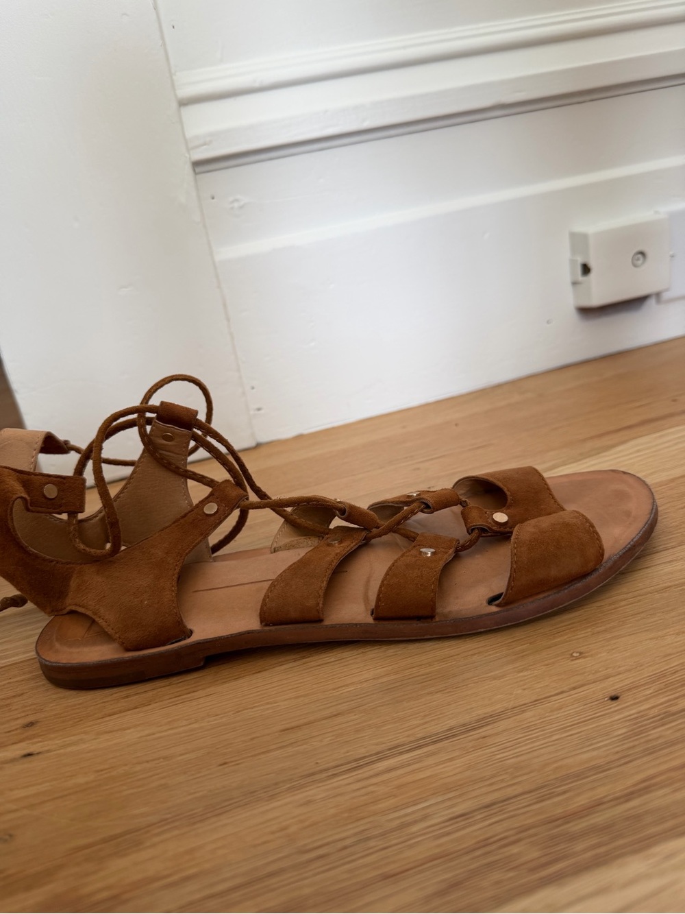 Dolce Vita Cognac Suede Lace-Up Gladiator Sandals